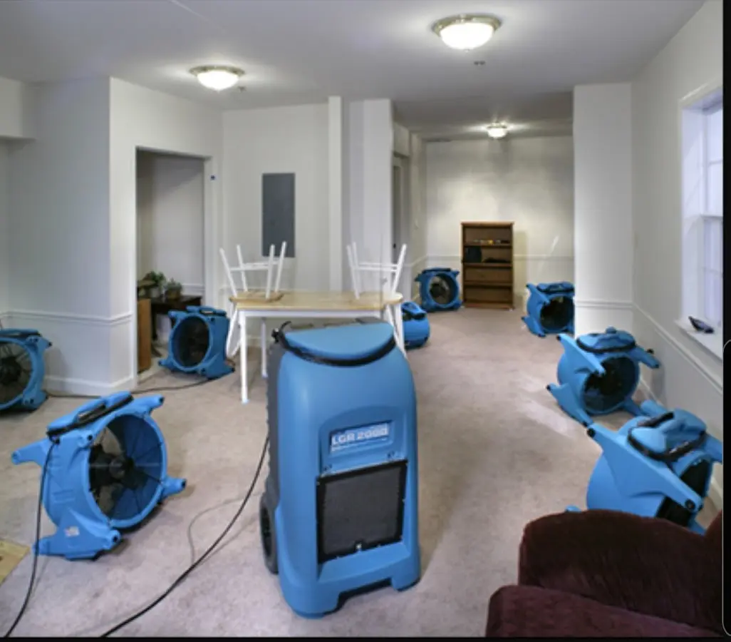 Air movers and dehumidifier setup for Water Damage Restoration in Pembroke Pines